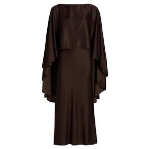 Jason Wu Mixed-Media Brown Viscose Cape Dress Size 6 - NWT